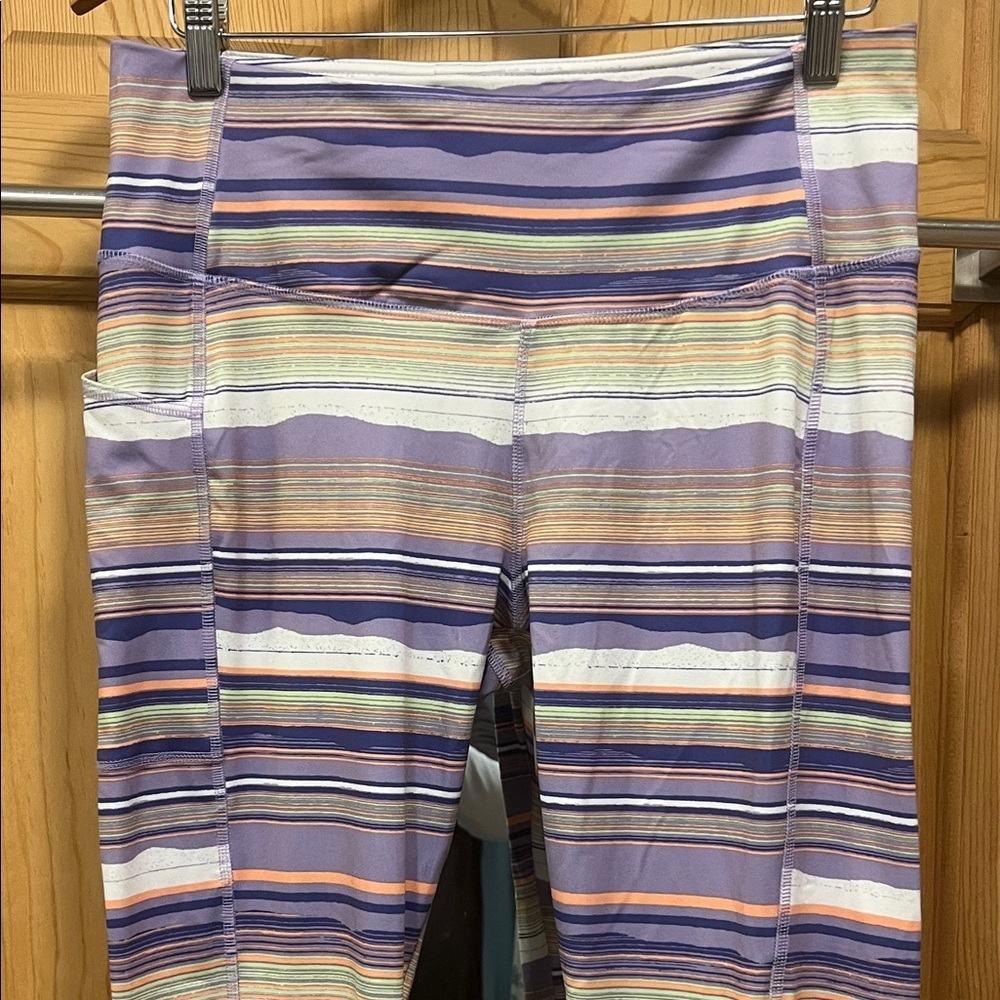 Striped Purple and Multicolor Leggings by Columbia Sz L
